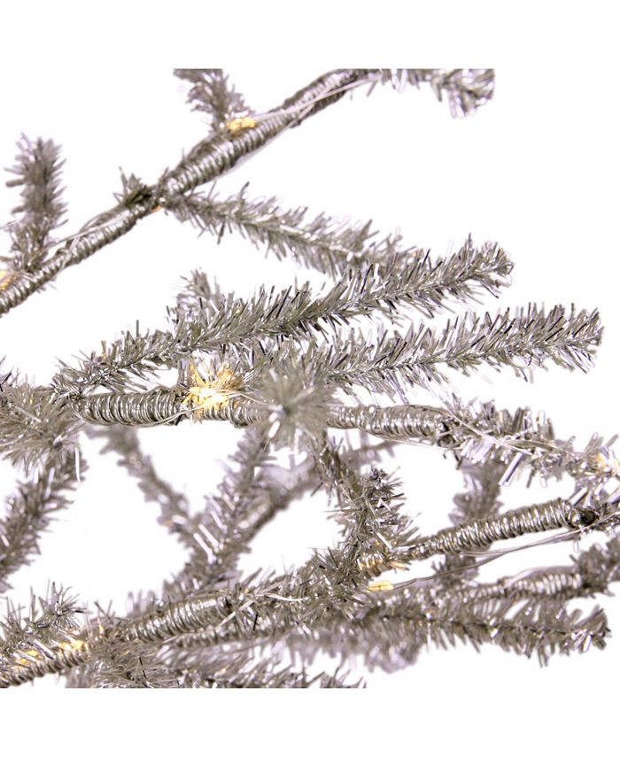 Northlight 3' PreLit Silver Tinsel Twig Artificial Christmas Tree