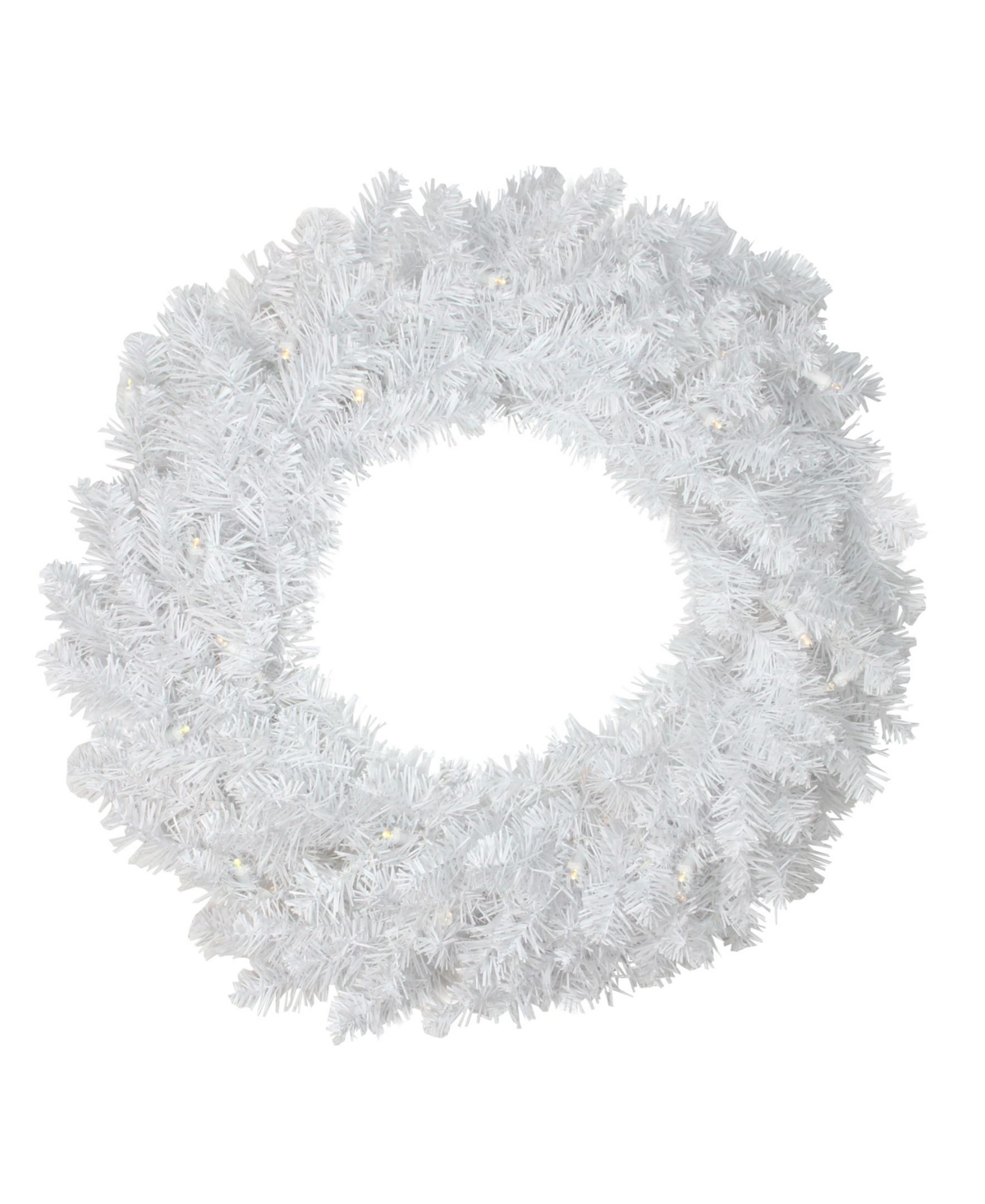 24" Pre-Lit Led White Pine Artificial Christmas Wreath - Clear Lights - White