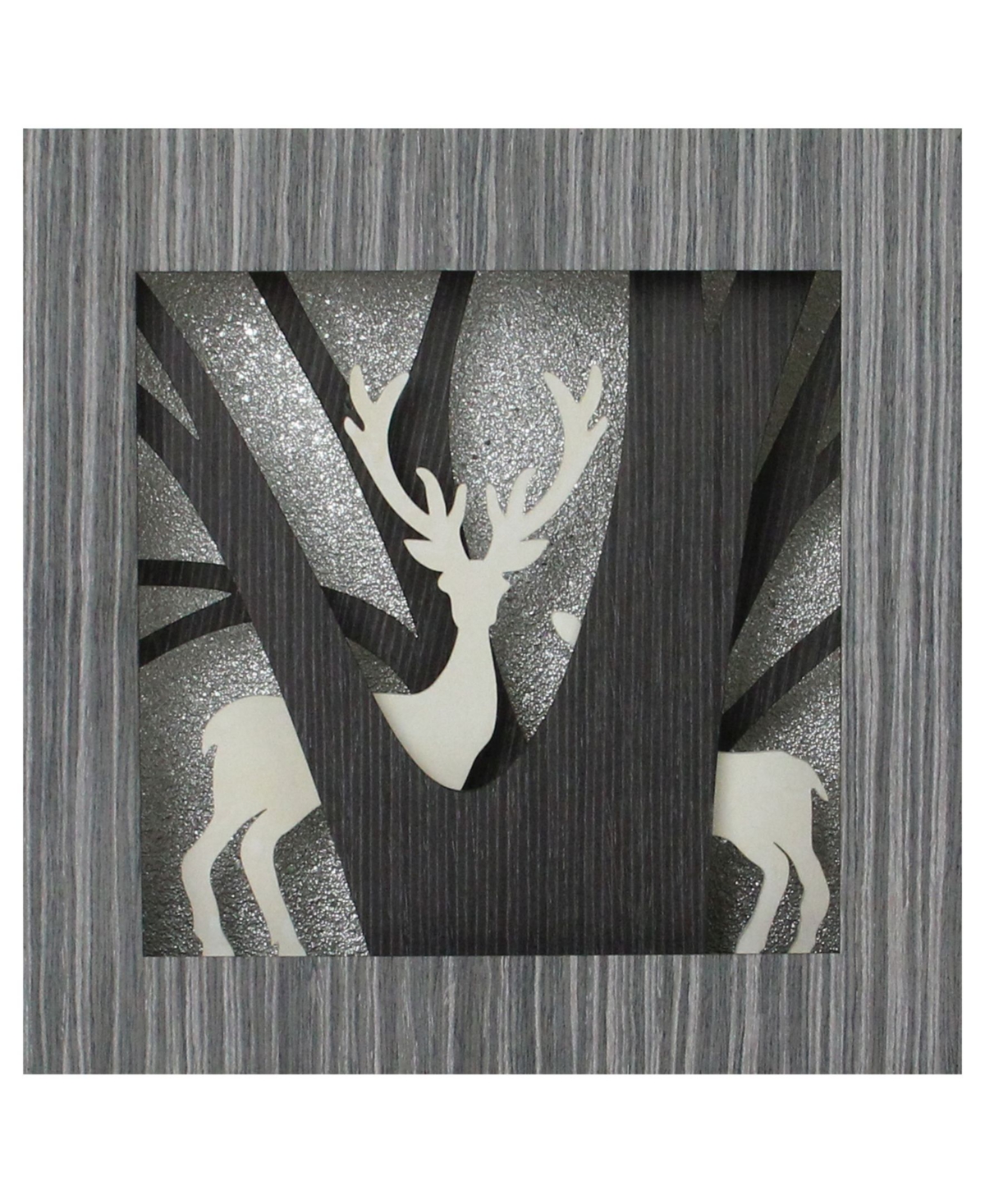 Northlight 12" Glittered Woodland Deer Silhouette Box Framed Christmas Table Decoration