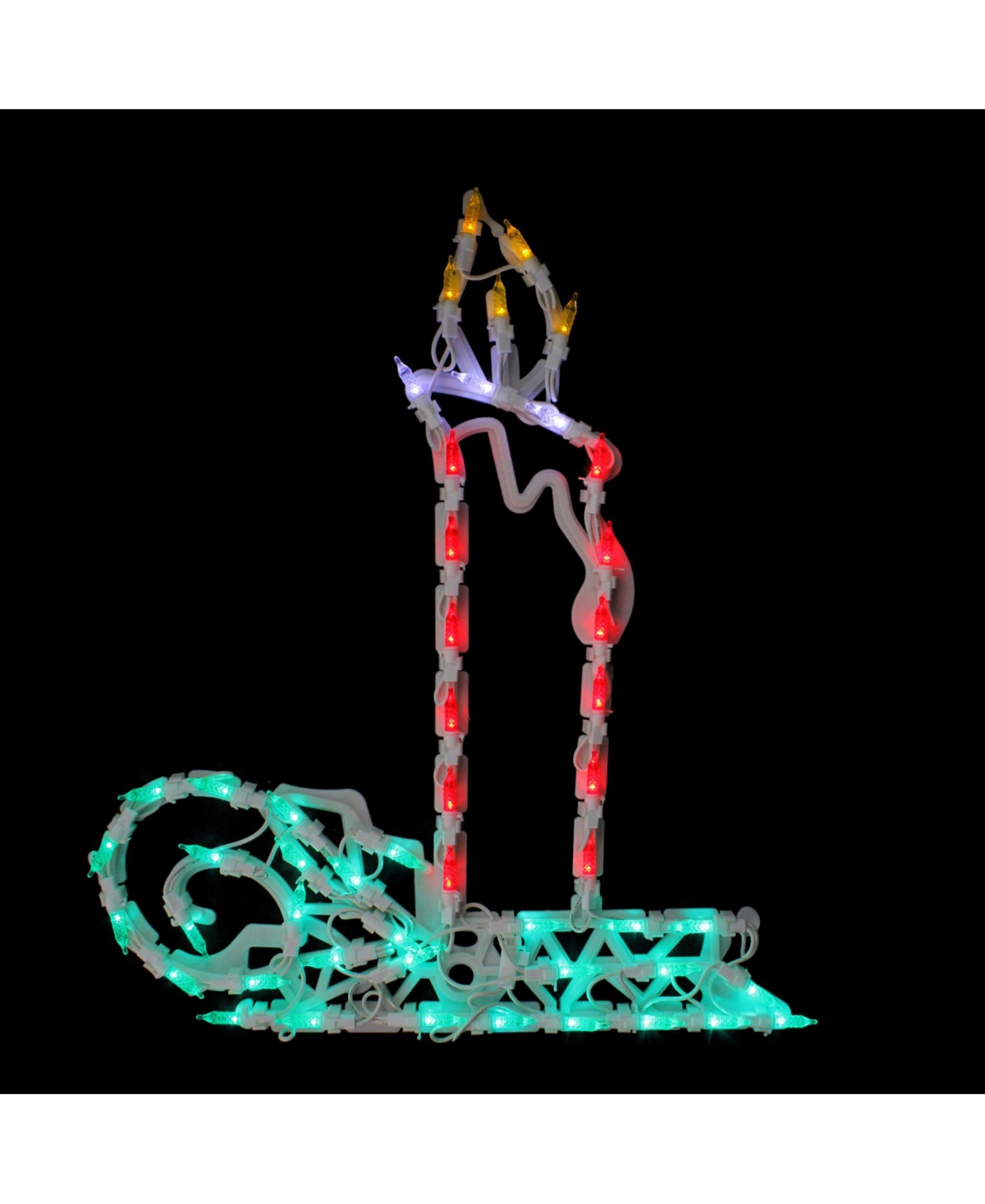 Northlight 17.5" Red and Green Led Lighted Candle Christmas Window Silhouette Decoration