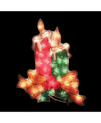 17" Lighted Holographic Candle Christmas Window Silhouette Decoration