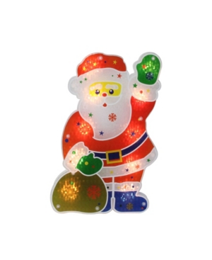 Northlight 13" Lighted Holographic Santa Claus Christmas Window Silhouette Decoration In Red