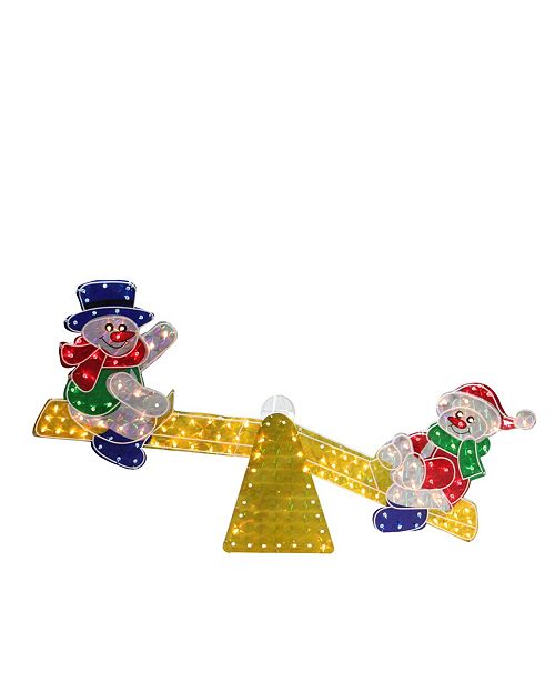 Northlight 48 Holographic Snowmen On See Saw Lighted Outdoor