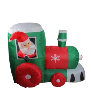 Northlight 4.5' Inflatable Santa On Locomotive Train Lighted Outdoor Christmas Decoration In Red