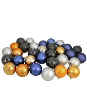 Northlight 32ct Sapphire Blue/black/antique Gold/pewter Shatterproof Christmas Ball Ornaments 3.25" In Multi