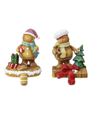 Northlight Set Of 2 Glittered Gingerbread Christmas Stocking Holders 5.25" In Brown