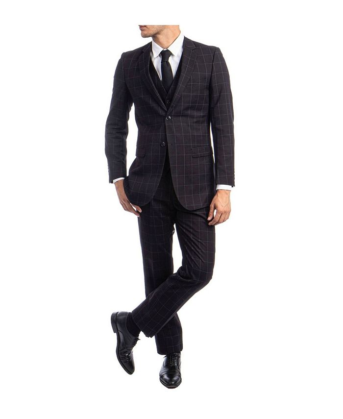 Tazio Men's Slim Fit 2-Button Blazer in Bronze Window Pane main image 0