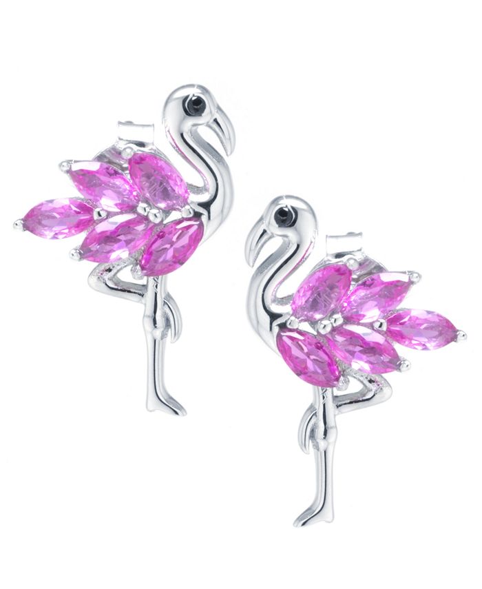 Giani Bernini Pink Cubic Zirconia Flamingo Earrings in Sterling Silver ...