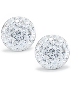 image of Crystal Pave Stud Earrings in Sterling Silver. Available in Clear, Blue, Gray, Red or Multi