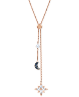 image of Swarovski Rose Gold-Tone Multi-Crystal Celestial Lariat Necklace, 16-1/2