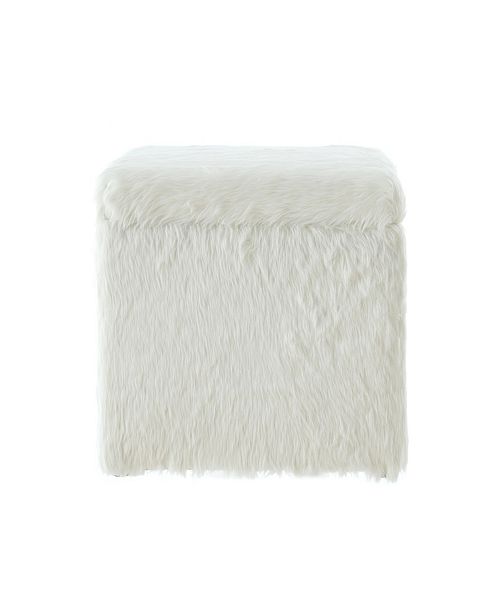INSPIRED HOME Lilly Faux Fur Storage Cube Ottoman & Reviews Furniture