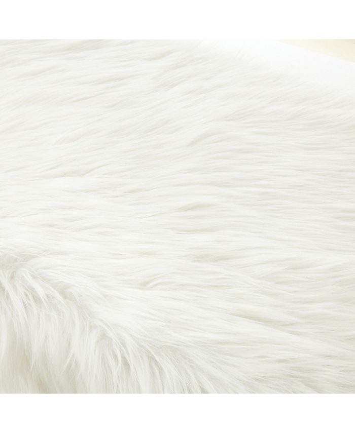 Inspired Home Giselle Faux Fur Ottoman with Acrylic XLeg Frame Macy's