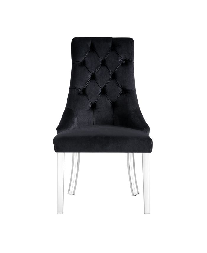 INSPIRED HOME Marilyn Button Tufted Dining Chair with Acrylic Legs Set