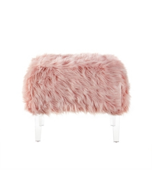 Shop Inspired Home Ava Faux Fur Ottoman With Acrylic Legs In Dust Rose