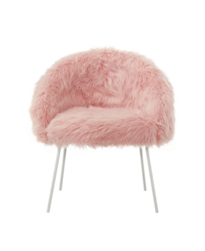 Inspired Home Ana Faux Fur Accent Chair With Metal Legs In Dust Rose