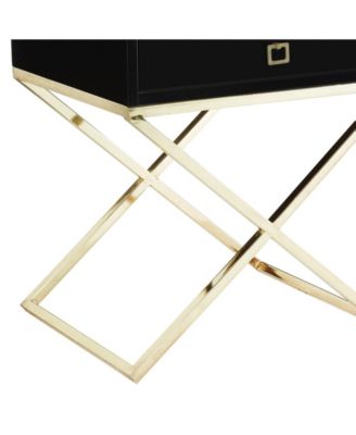 Gekko Lacquer Nightstand with Metal X-Legs