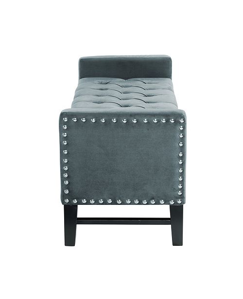 INSPIRED HOME Columbus Button Tufted Storage Bench with Nailhead Trim & Reviews - Furniture - Macy&#39;s