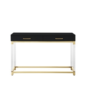 Inspired Home Casandra 2-drawer High Gloss Console Table With Acrylic Legs And Metal Base In Black