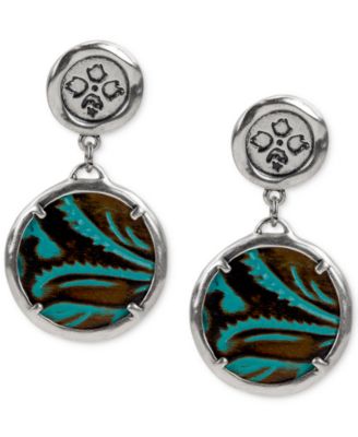 Patricia Nash - Silver-Tone Turquoise Leather Drop Earrings