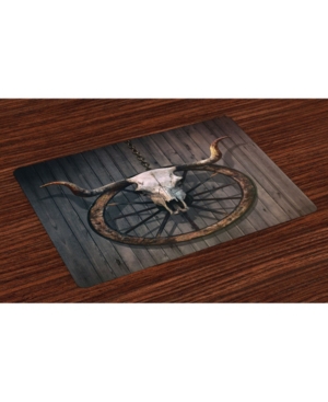 Ambesonne Barn Wood Wagon Wheel Place Mats Set of 4