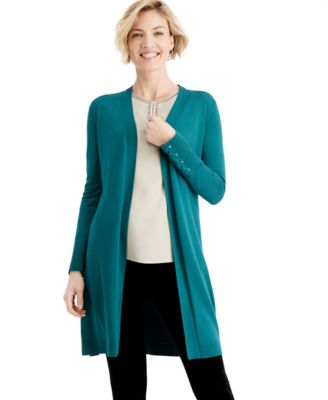 JM Collection - Lace-Up-Sleeve Cardigan