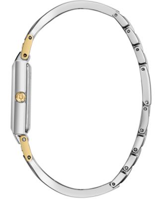 Women's Classic Diamond Accent Two-Tone Stainless Steel Bangle Bracelet Watch 28x33mm 