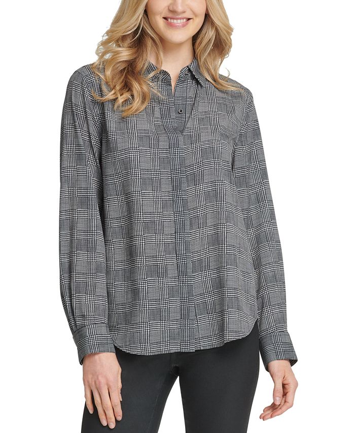 Dkny Glen Plaid Shirt Reviews Tops Women Macy S