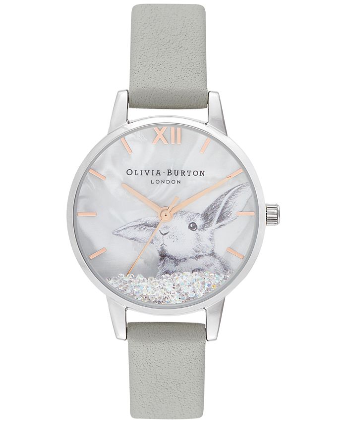 Olivia Burton Gray Artificial Leather Dress Watch