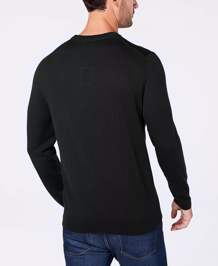 Men's Solid Crew Neck Merino Wool Blend Sweater - thumbnail 2