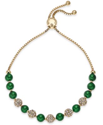 Charter Club - Pav&eacute; & Imitation Pearl Slider Bracelet