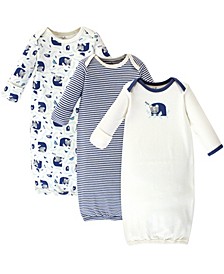 Baby Boy and Girl Organic Cotton Gown, 3 Pack