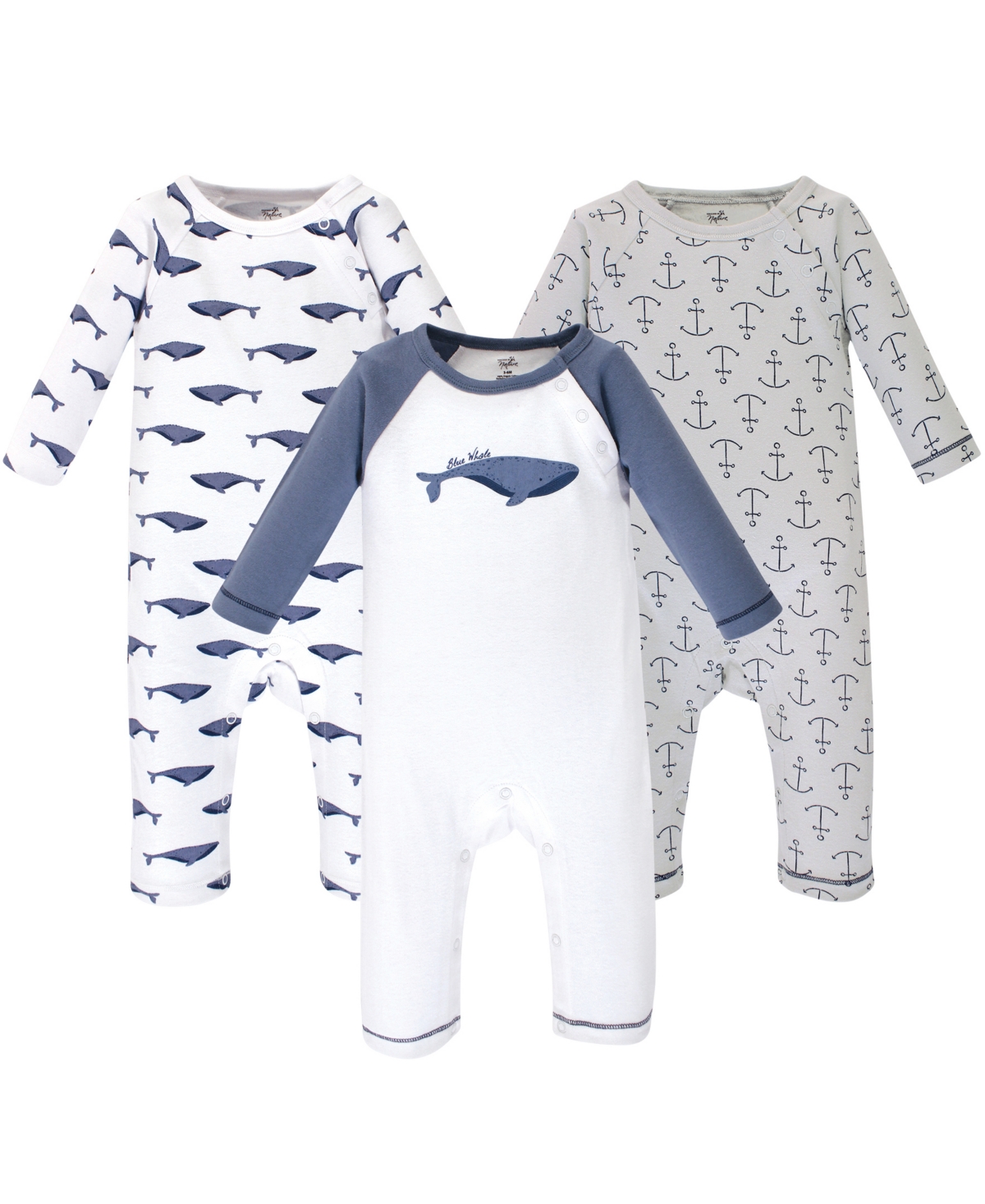 Touched by Nature Baby Boys Unisex Organic Cotton Jumpsuit - Blue Whale