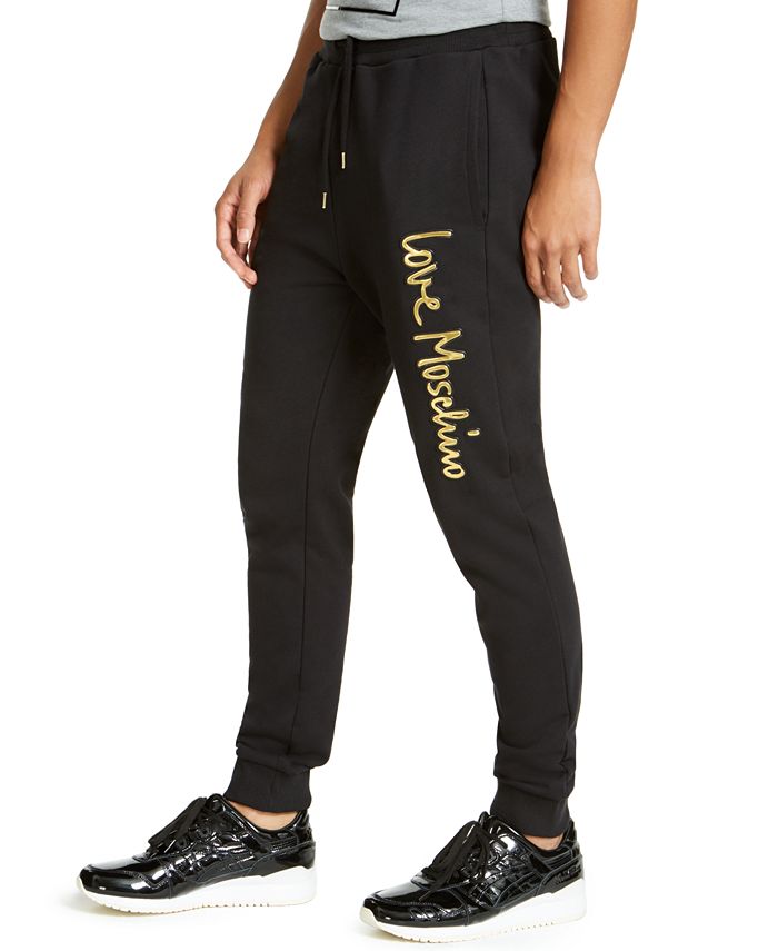 moschino tape joggers black