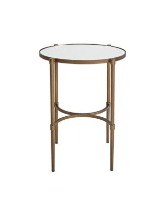 Martha Stewart Lia Vintage 18"W Oval Tempered Glass-Top Accent Table with Metal Base