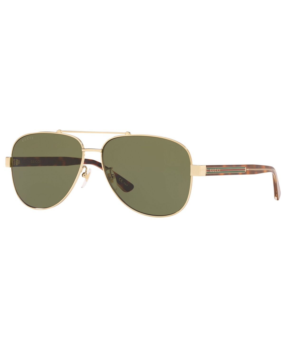 Shop Gucci Men's Sunglasses, Gg0528s In Gold Shiny,green