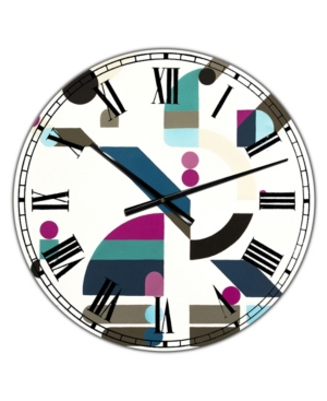 Designart Circe Composition in Pink Green and Black Iii Large Mid-Century Wall Clock - 36