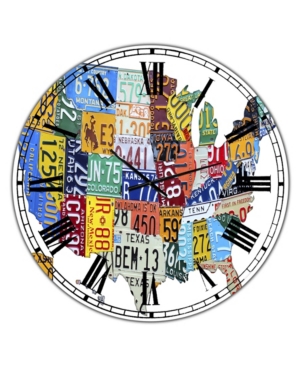 Designart License Plate Map Usa Large Cottage Wall Clock - 36