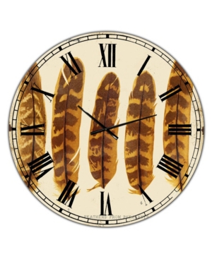 Designart Five Pheasant Feathers Large Cottage Wall Clock - 36