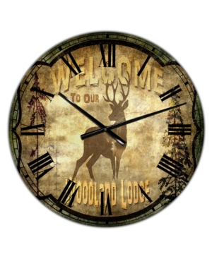Designart Welcome Lodge Deer Large Cottage Wall Clock - 36