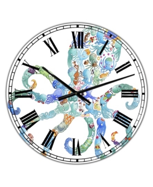 Designart Octopus Made of Octopus Large Nautical & Coastal Wall Clock - 36