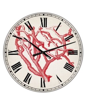 Designart Red Coral 2 Large Nautical & Coastal Wall Clock - 36