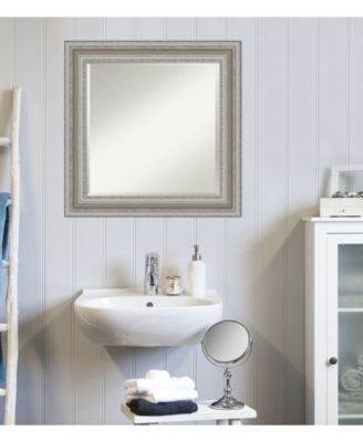 Parlor Silver-tone Framed Bathroom Vanity Wall Mirror, 25.5" x 25.50"