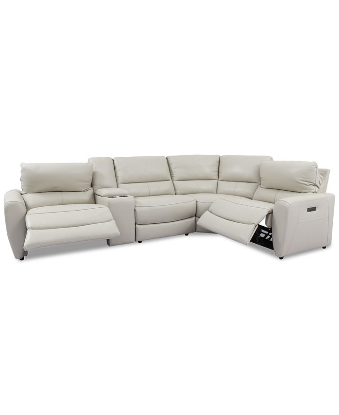 5 Pc Leather Sectional Sofa With, Macys Leather Sofa Power Recliner