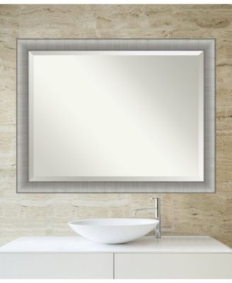 Elegant Brushed Framed Bathroom Vanity Wall Mirror, 44.75" x 34.75"