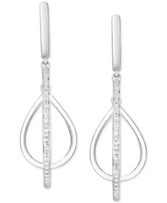 Diamond Interlocking Drop Earrings (1/10 ct. t.w.) in Sterling Silver