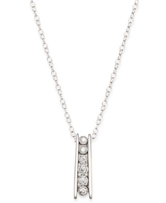 TruMiracle Round Diamond Pendant Necklace in Sterling Silver (1/10 ct ...