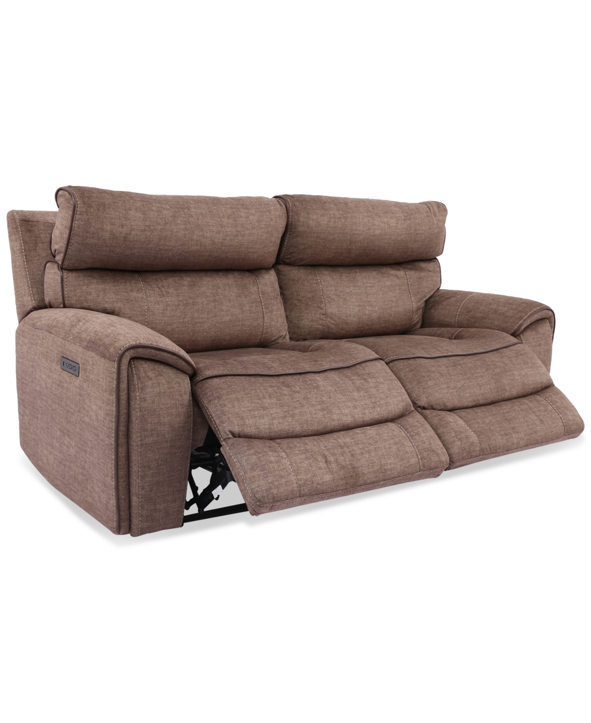 Furniture Hutchenson 2-pc. Fabric Sectional With 2 Power Headrests In Chocolate Brown