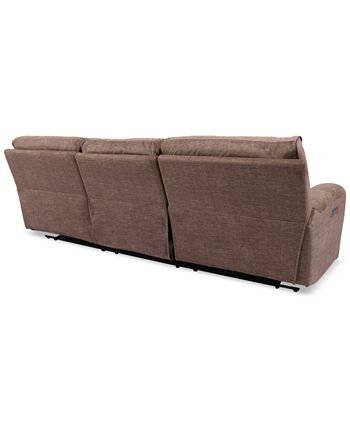 Furniture - Hutchenson 3-Pc. Fabric Sectional with 3 Power Recliners and Power Headrests