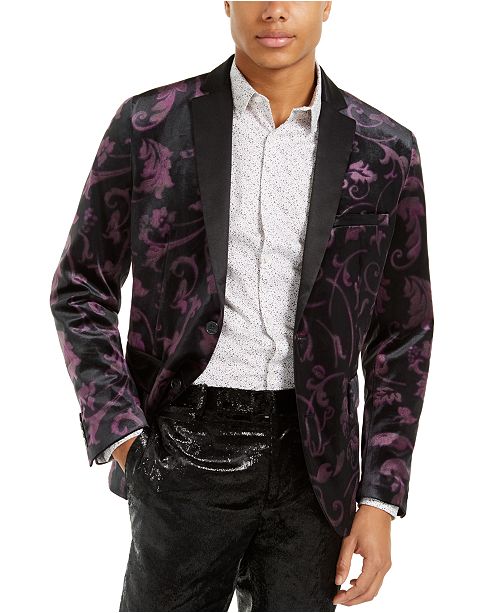 Inc Men S Big Tall Slim Fit Velvet Floral Blazer Created For Macy S