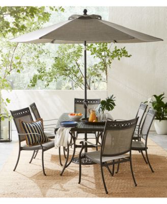 Vintage II Outdoor Cast Aluminum 7-Pc. Dining Set (72" x 38" Table & 6 Sling Dining Chairs), Created for Macy's